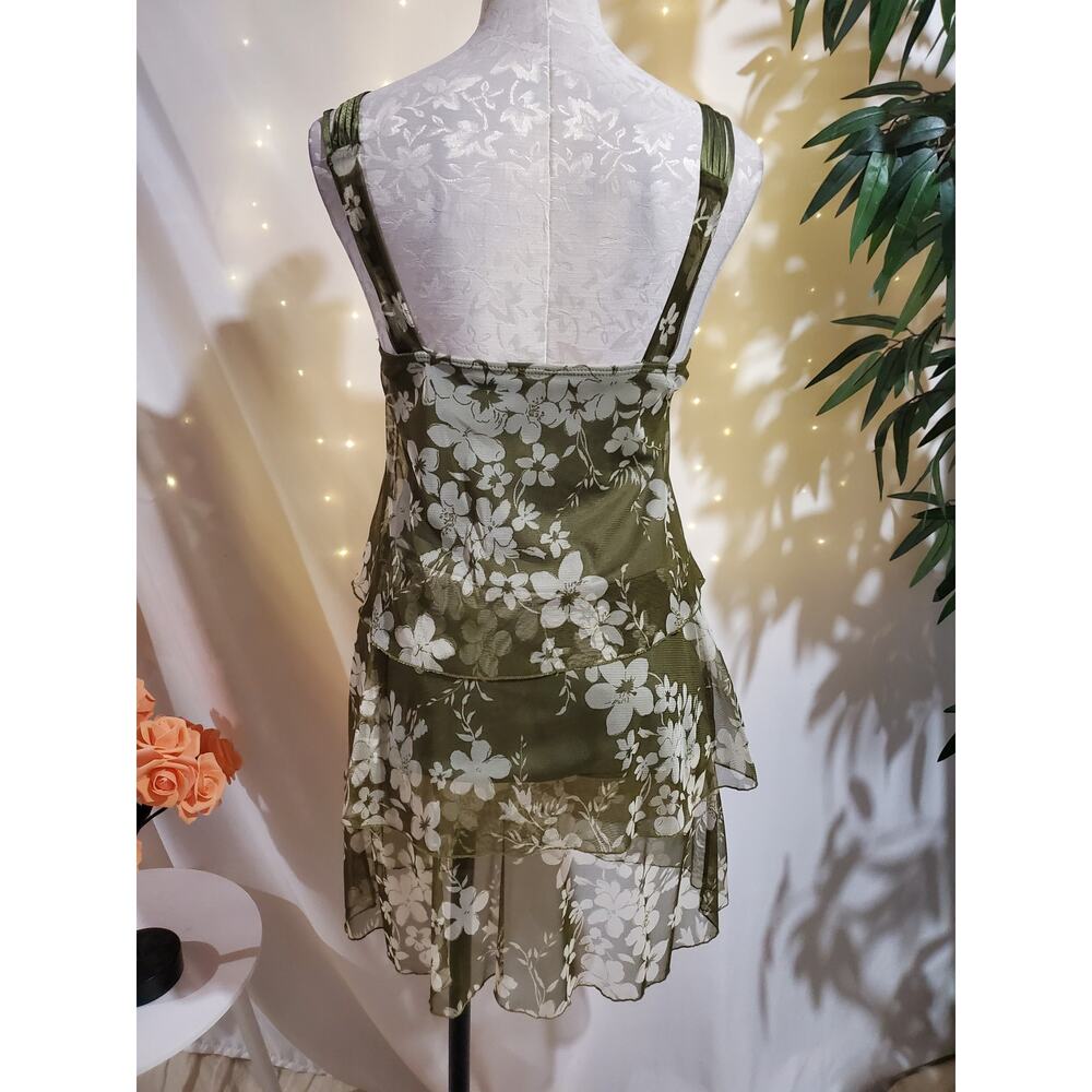 Kitty Vtg 90s Y2K Tiered Mesh Rhinestone Floral Mini Dress Size M Fairycore - Picture 4 of 9